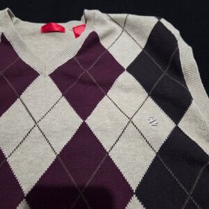 IZOD Mens Argyle V Neck Sweater Vest Tank Top Beige Burgundy Black XL